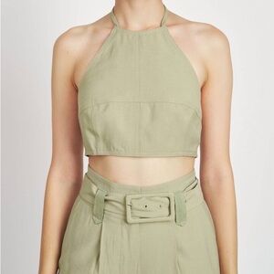 En Saison Green Halter Top Size Medium